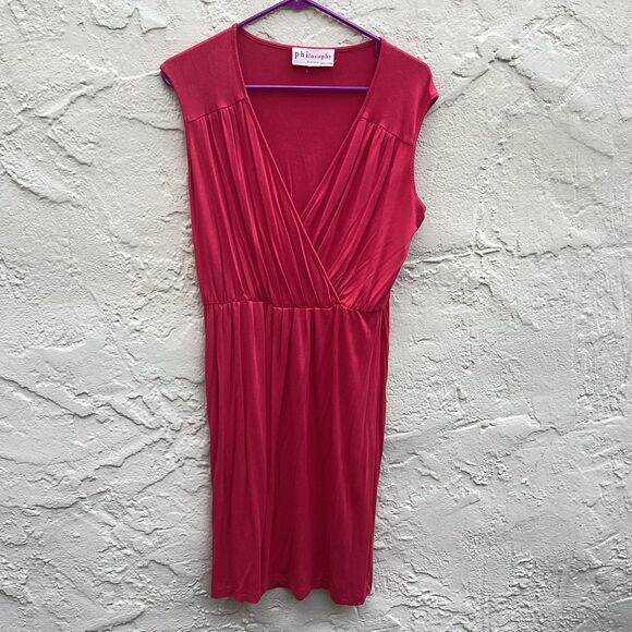 Red dress faux wrap Philosophy midi - Picture 1 of 4